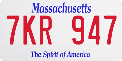 MA license plate 7KR947
