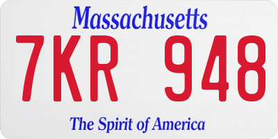 MA license plate 7KR948