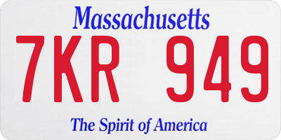 MA license plate 7KR949