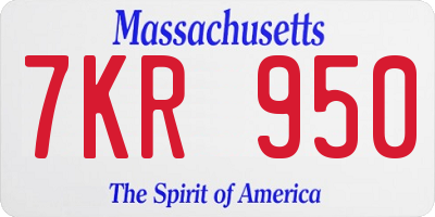 MA license plate 7KR950