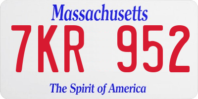 MA license plate 7KR952