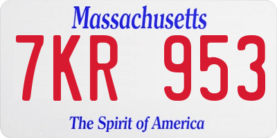 MA license plate 7KR953
