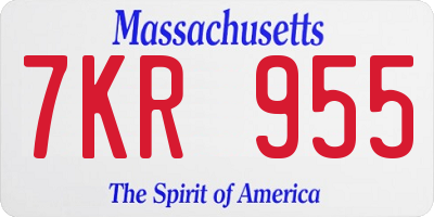 MA license plate 7KR955
