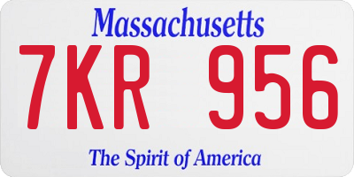 MA license plate 7KR956