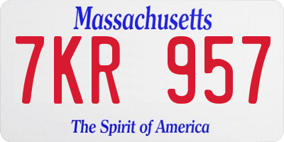 MA license plate 7KR957