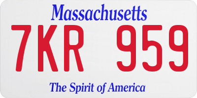 MA license plate 7KR959