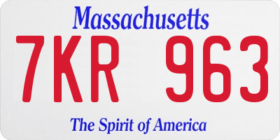 MA license plate 7KR963