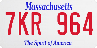 MA license plate 7KR964