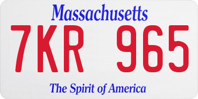 MA license plate 7KR965