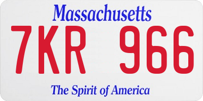 MA license plate 7KR966