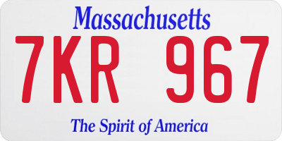 MA license plate 7KR967