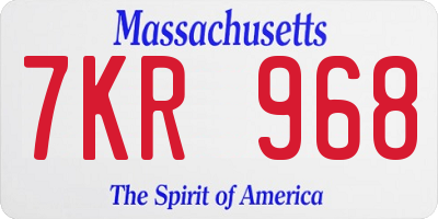 MA license plate 7KR968