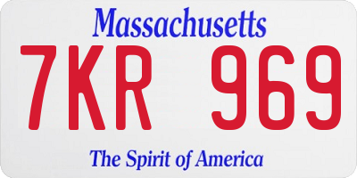 MA license plate 7KR969