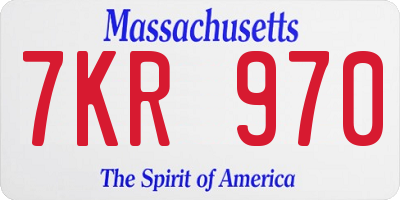 MA license plate 7KR970