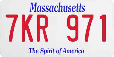 MA license plate 7KR971