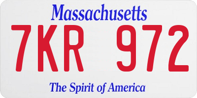MA license plate 7KR972
