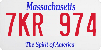 MA license plate 7KR974