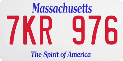 MA license plate 7KR976