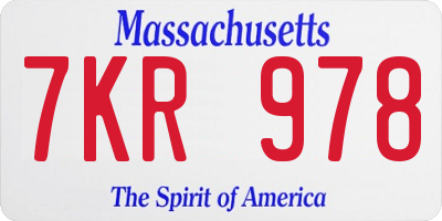 MA license plate 7KR978