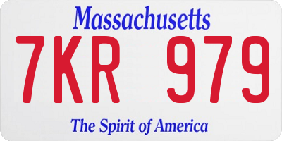 MA license plate 7KR979