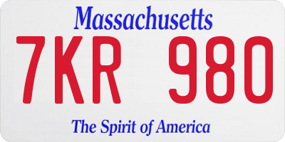 MA license plate 7KR980