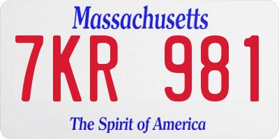 MA license plate 7KR981