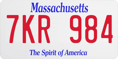 MA license plate 7KR984