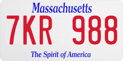 MA license plate 7KR988