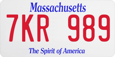 MA license plate 7KR989