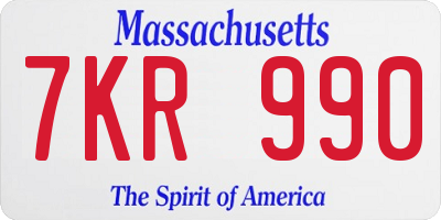 MA license plate 7KR990