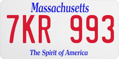 MA license plate 7KR993