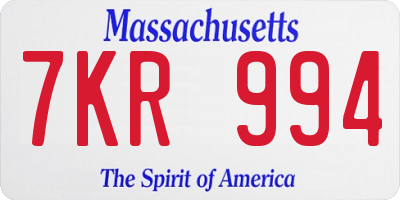 MA license plate 7KR994