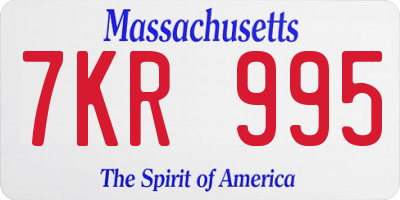 MA license plate 7KR995