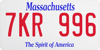 MA license plate 7KR996