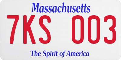 MA license plate 7KS003