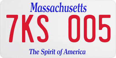 MA license plate 7KS005