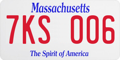 MA license plate 7KS006