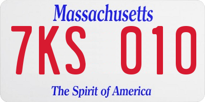 MA license plate 7KS010