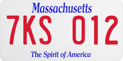 MA license plate 7KS012