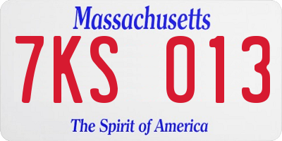 MA license plate 7KS013