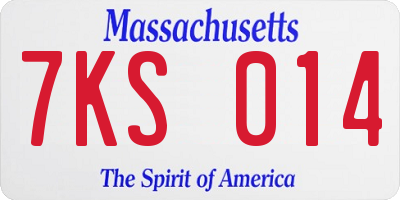 MA license plate 7KS014