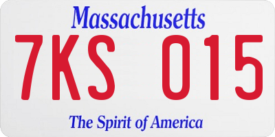 MA license plate 7KS015