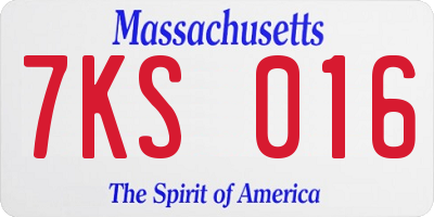 MA license plate 7KS016