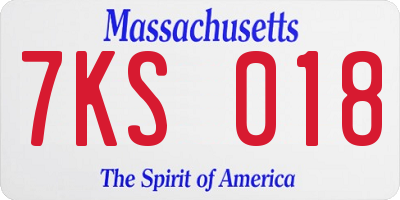 MA license plate 7KS018