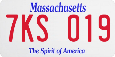 MA license plate 7KS019