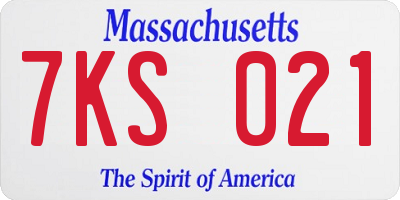 MA license plate 7KS021