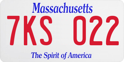 MA license plate 7KS022