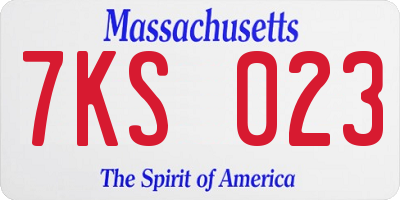 MA license plate 7KS023