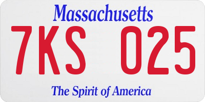 MA license plate 7KS025