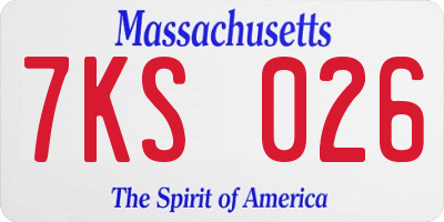 MA license plate 7KS026